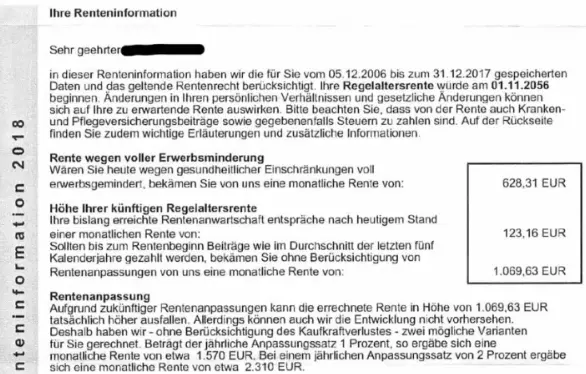relevé et estimation retraite Allemagne